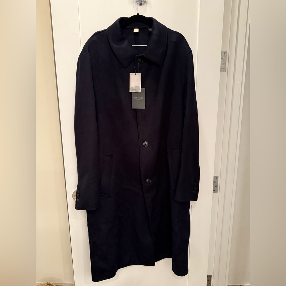 Ted Baker men’s wool overcoat dark navy blue size 5